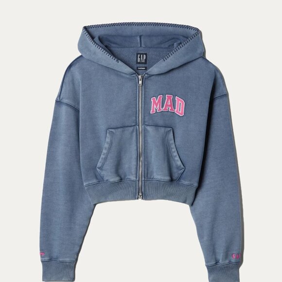 Madhappy Tops - Gap × Madhappy Womens Cropped Full Zip Acid Wash Blue Pink Hoodie Size XS